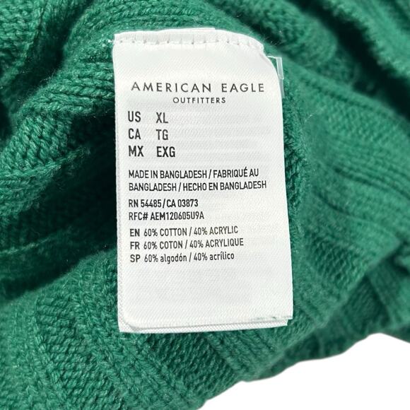 AMERICAN EAGLE Womens Sz XL Green Boxy Cropped Knit Ribbed Cardigan Sweater - Picture 12 of 16